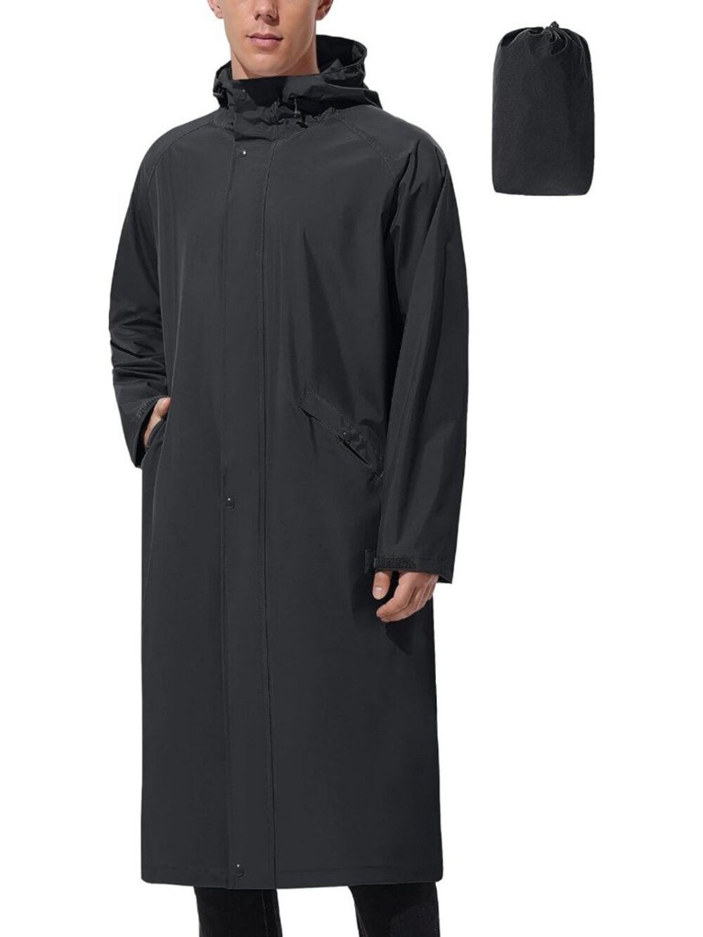Men's Waterproof Long Raincoat Poncho - Lightweight, Stylish Rain Jacket